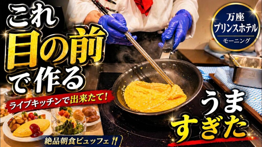 万座プリンスホテルの朝食ビュッフェを紹介する動画