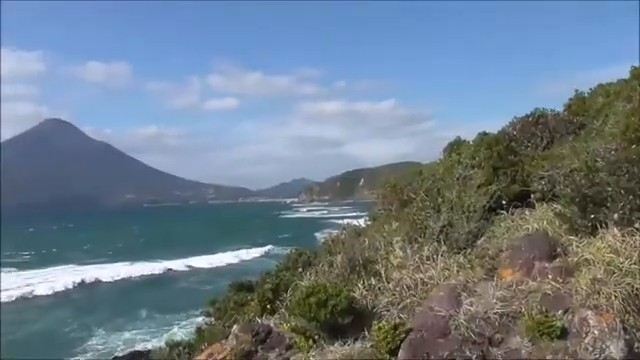長崎鼻から海越しに見た開聞岳